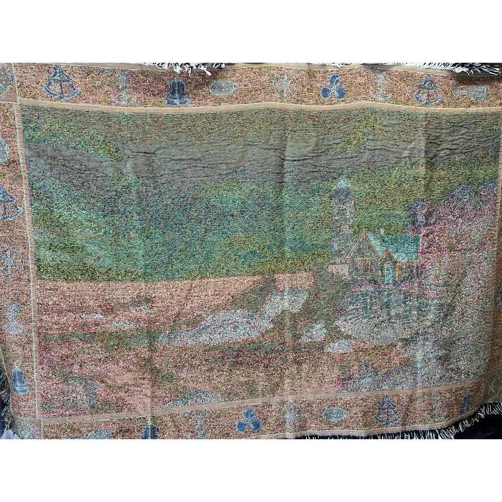 Thomas Kinkade Painter of Light Lighthouse Tapestry Throw Blanket Made in USA